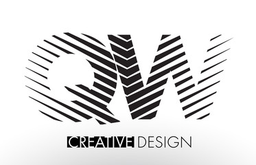 QW Q W Lines Letter Design with Creative Elegant Zebra
