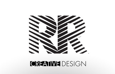 RR R Lines Letter Design with Creative Elegant Zebra