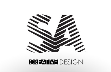 SA S A Lines Letter Design with Creative Elegant Zebra