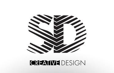 SD S D Lines Letter Design with Creative Elegant Zebra