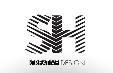 SH S H Lines Letter Design with Creative Elegant Zebra