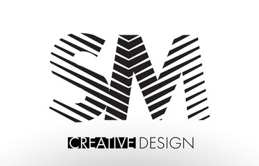 SM S M Lines Letter Design with Creative Elegant Zebra