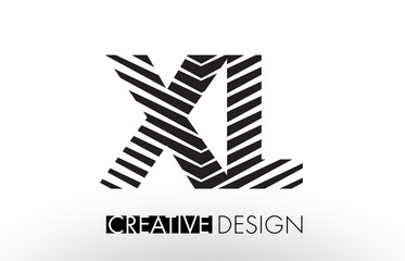 XL X L Lines Letter Design with Creative Elegant Zebra