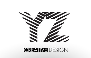 YZ Y Z Lines Letter Design with Creative Elegant Zebra