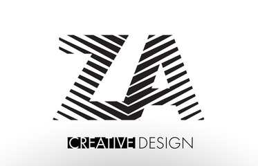 ZA Z A Lines Letter Design with Creative Elegant Zebra