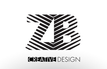 ZB Z B Lines Letter Design with Creative Elegant Zebra