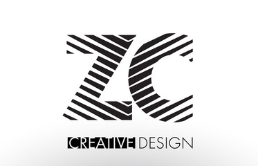 ZC Z C Lines Letter Design with Creative Elegant Zebra