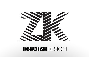 ZK Z K Lines Letter Design with Creative Elegant Zebra