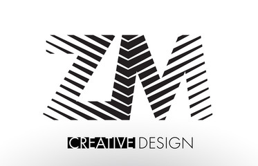 ZM Z M Lines Letter Design with Creative Elegant Zebra