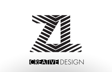 ZL Z L Lines Letter Design with Creative Elegant Zebra
