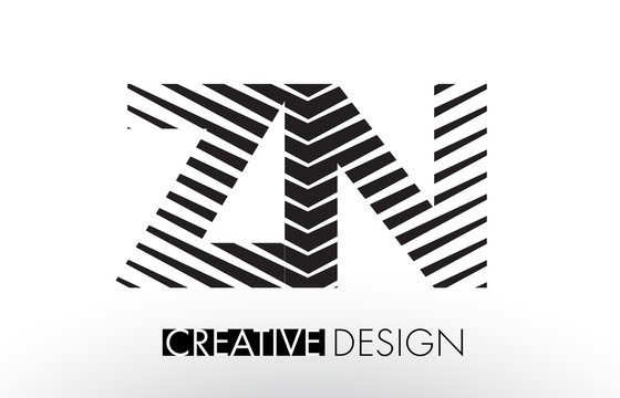 ZN Z N Lines Letter Design with Creative Elegant Zebra