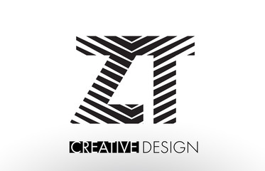 ZT Z T Lines Letter Design with Creative Elegant Zebra
