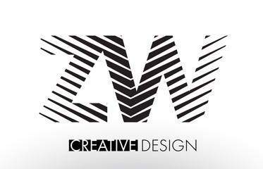 ZW Z W Lines Letter Design with Creative Elegant Zebra