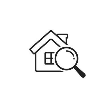 Search house icon, vector simple illustration on white.
