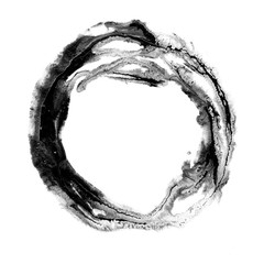 Grudge brush stroke circle isolated on white background.