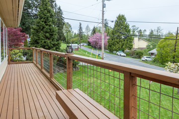 wooden deck with bench