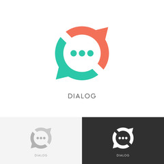 Dialog cycle logo - colored chat symbol. Conversation, discussion and talk vector icon.