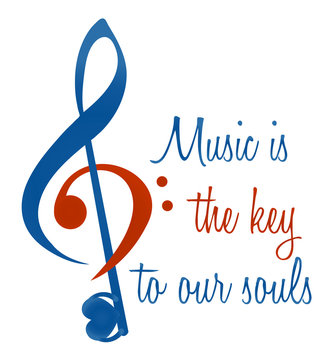 Treble and bass key abstract sign. Music is the key to our souls. vector