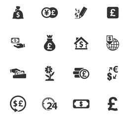 Currency exchange icons set