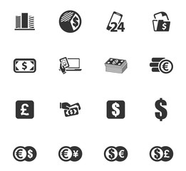 Currency exchange icons set