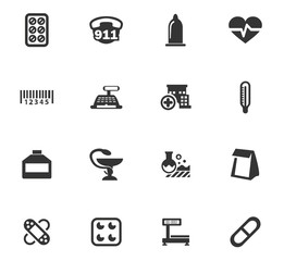 Drug store icons set