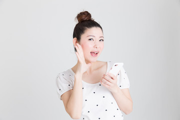 スマホ・女性(白バック)