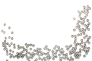 Nuts and bolts closeup on plain background