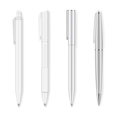 Set of four realistic writing pens
