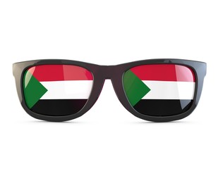 Sudan flag sunglasses. 3D Rendering