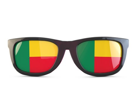 Benin flag sunglasses. 3D Rendering
