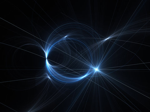 Blue glowing plasma with intersection lines in space
