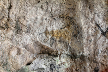 Cave painting in prehistoric style