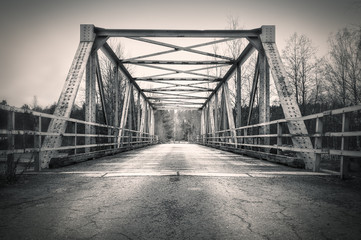 Old iron steel with road with black and white style