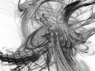 Fototapeta premium Grayscale fractal background . Digital collage.