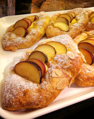 Fresh bread in the bakery. Bread is low in protein, fat and nutrients, is a healthy breakfast.
