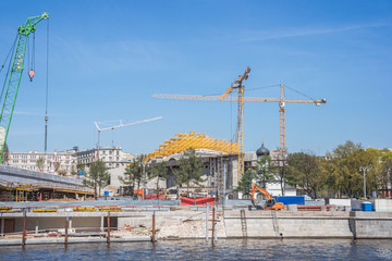 Naklejka premium Zaryadye park in under construction in Moscow, Russia