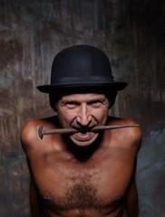 Man with naked torso