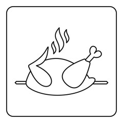 Grilled chicken on a grill icon outline