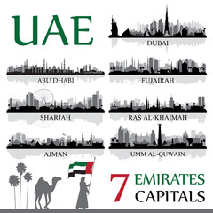 Naklejka premium All the capital cities of the United Arab Emirates