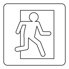 Fire exit sign icon outline