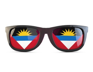 Antigua and Barbuda flag sunglasses. 3D Rendering