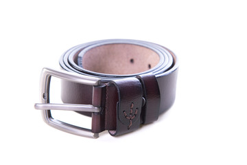 leather belt brown color isolated on white background