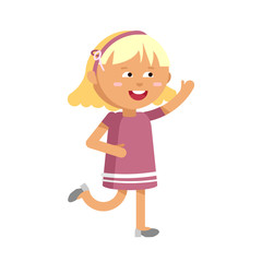 Cute girl have fun in white background.