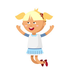 Cute girl have fun in white background.