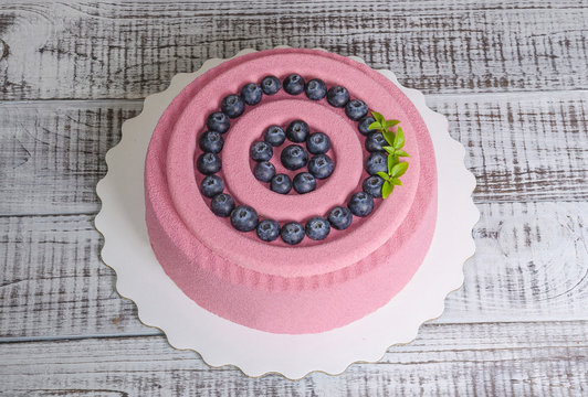 Pink Carrot Chocolate Velour Mousse Cake With Blueberry