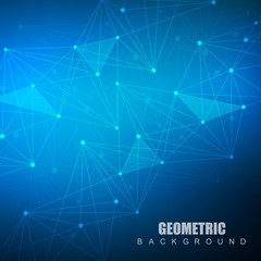 Geometric abstract background with connected line and dots. Structure molecule and communication. Scientific concept for your design. Medical, technology, science background. Vector illustration.