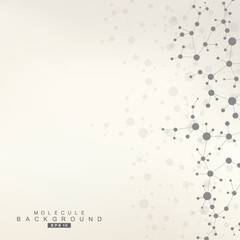 Structure molecule and communication. Dna, atom, neurons. Scientific concept for your design. Connected lines with dots. Medical, technology, chemistry, science background. Vector illustration.