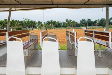 Public white bus car wood seat