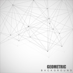 Geometric abstract background with connected line and dots. Structure molecule and communication. Scientific concept for your design. Medical, technology, science background. Vector illustration.