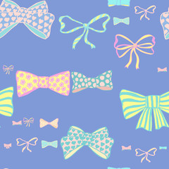 Seamless pattern with skerchy bows